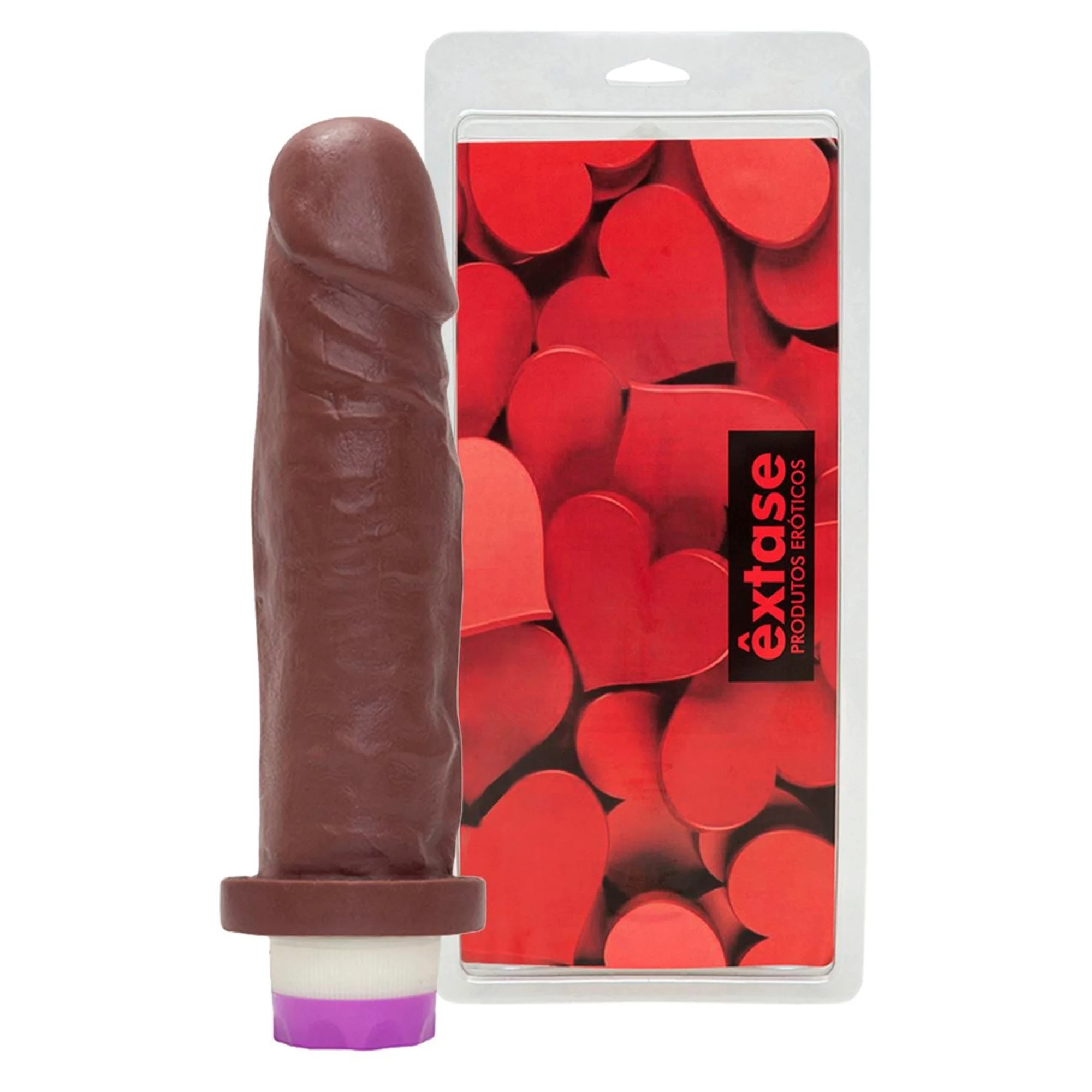 Prótese Com Vibrador Interno 17,5 X 4,2Cm Êxtase Chocolate