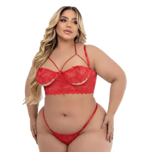 Conjunto Plus Size Presente Surpresa Tallyta Moda Apimentada - Vermelha